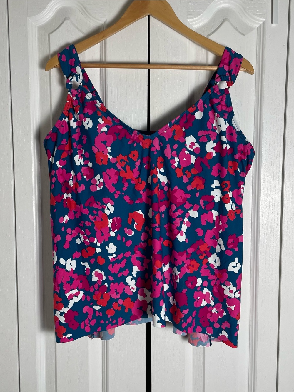 Birdsong Midnight Poppy Tankini Swim Top Women’s 18 Colorful Built in Underwire
